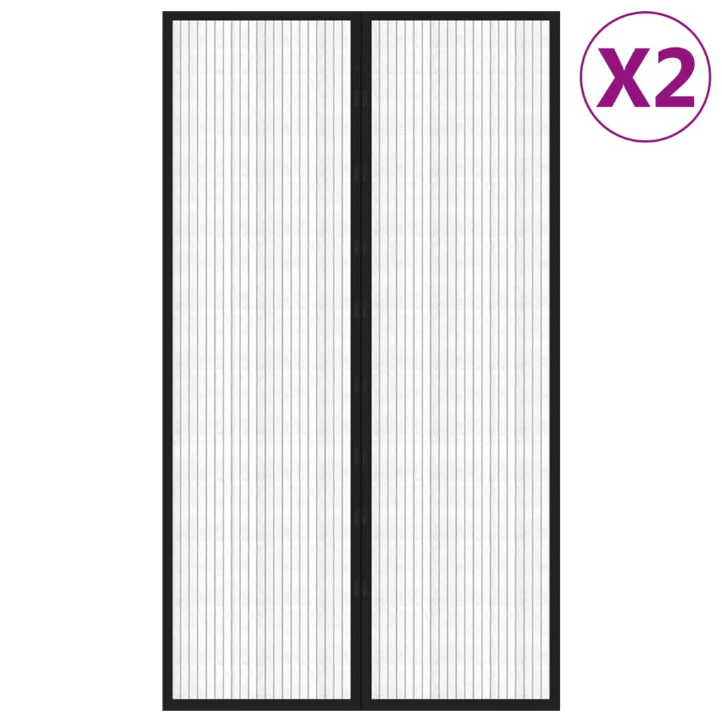 Fliegengitter-Türvorhänge 2 Stk. Magnet Schwarz 200x80 cm