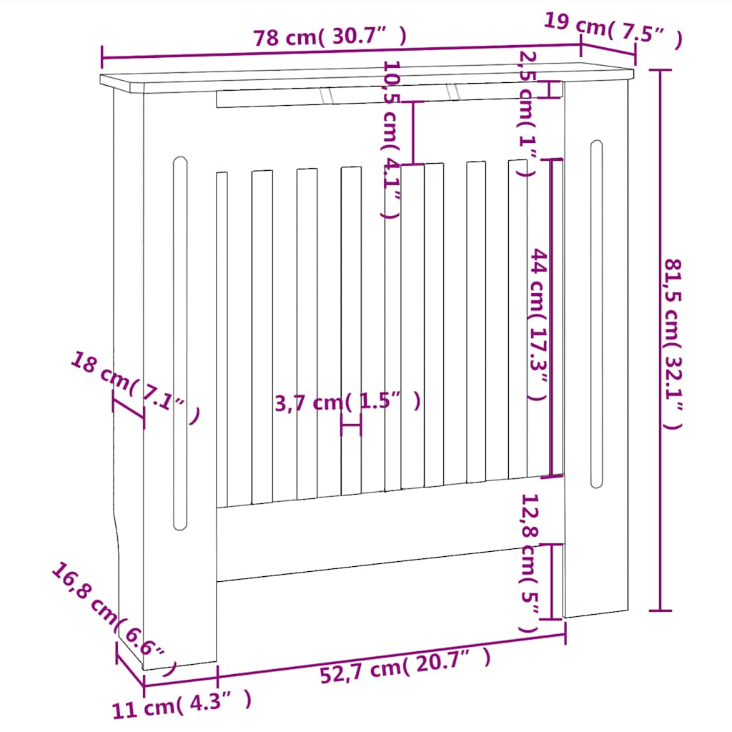 Holzwerkstoff Heizkörperverkleidung Schwarz 78 cm