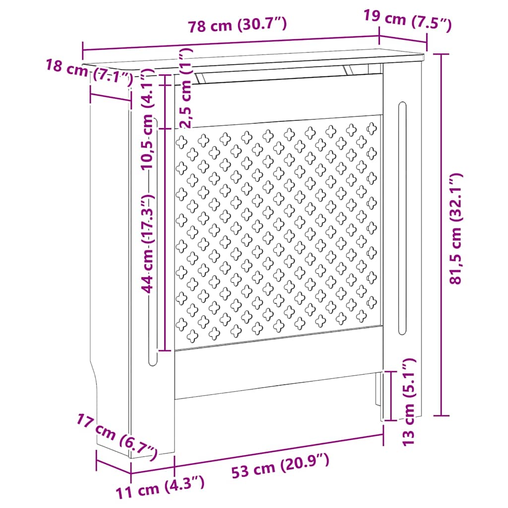 MDF Heizkörperverkleidung 78 cm