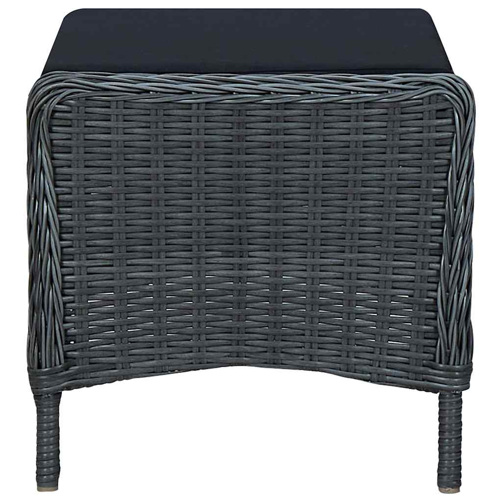 Gartensessel Verstellbar mit Fußhocker Poly-Rattan Dunkelgrau