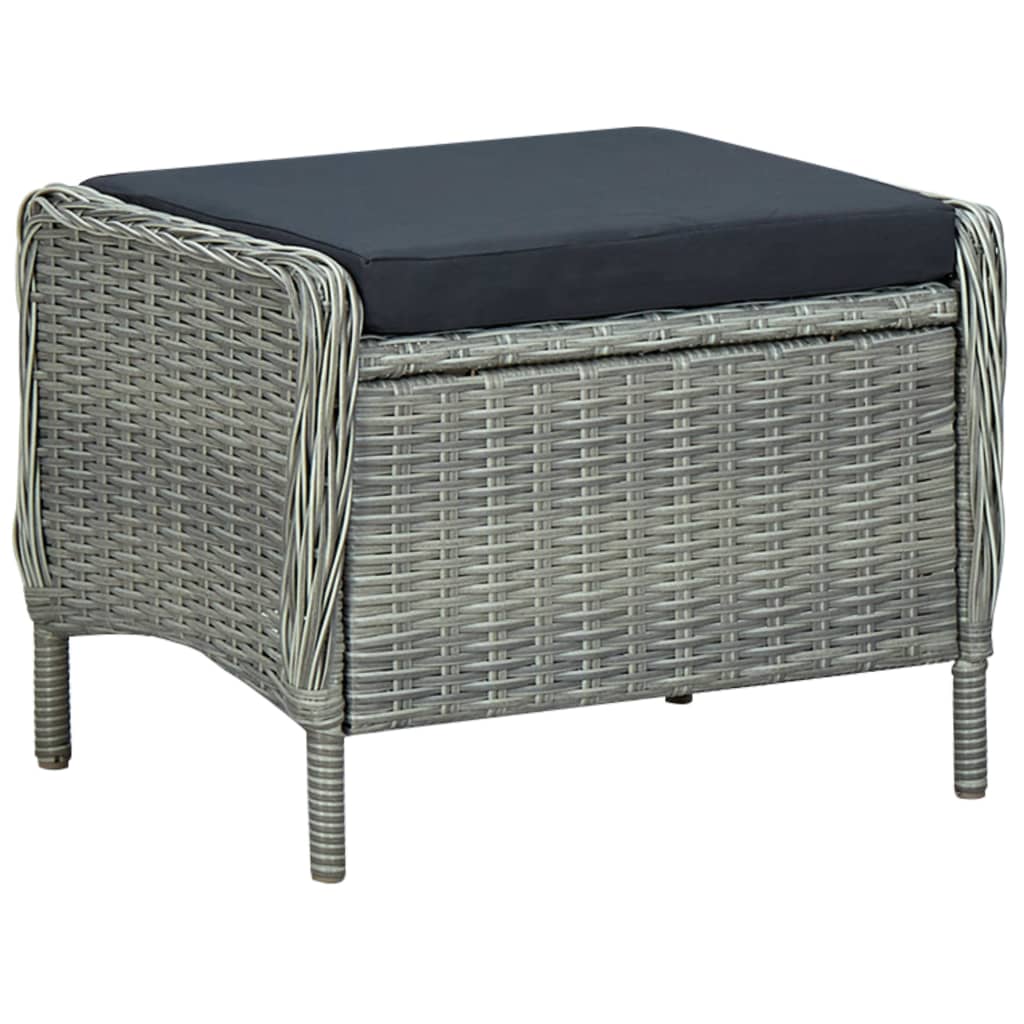 Verstellbarer Gartensessel mit Fußhocker Poly Rattan Hellgrau