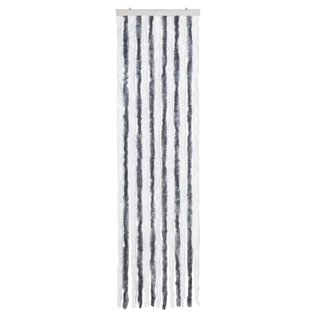 Insektenschutz-Vorhang Grau und Weiß 56x200 cm Chenille