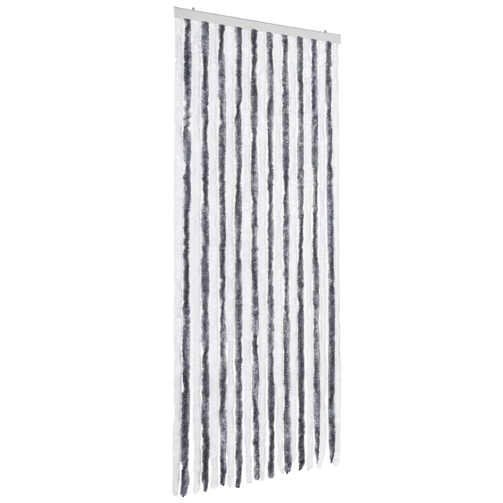 Insektenschutz-Vorhang Grau und Weiß 90x200 cm Chenille