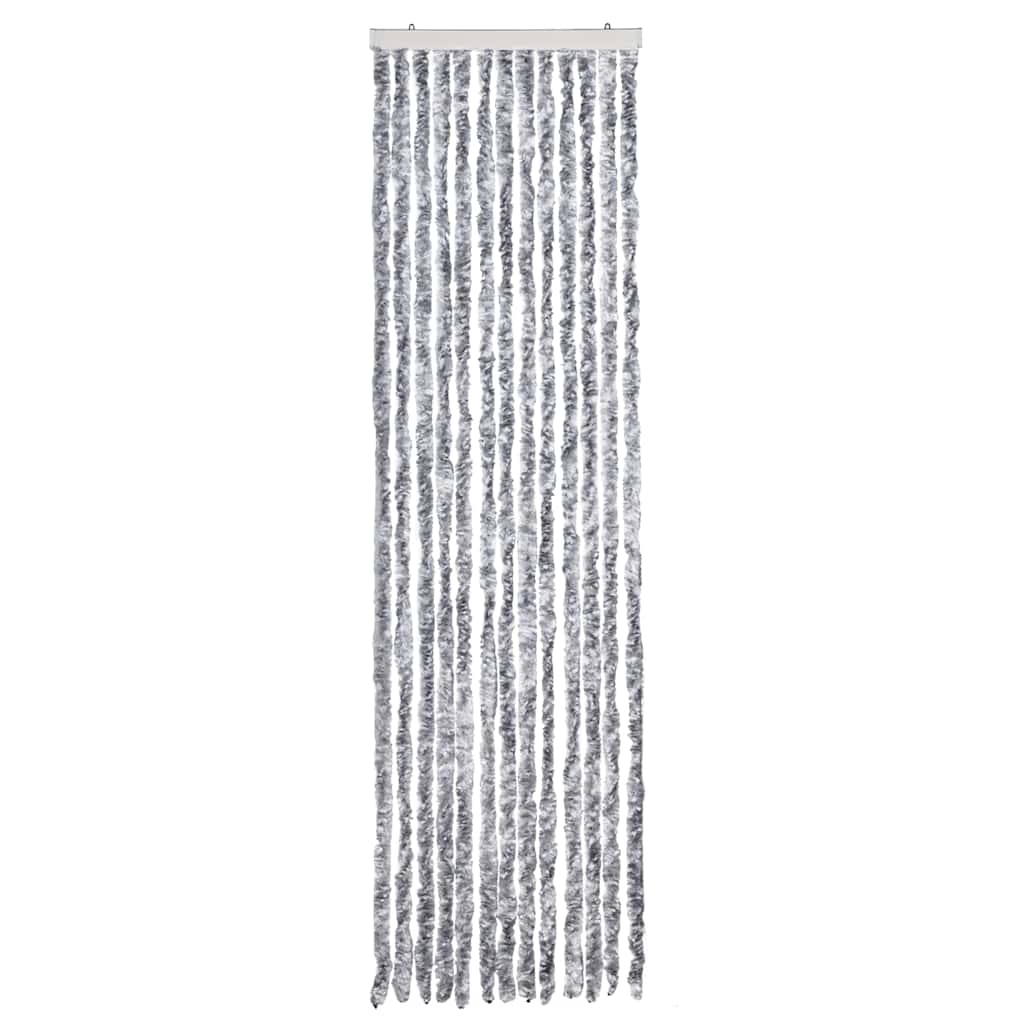 Insektenschutz-Vorhang Weiß und Grau 56x200 cm Chenille