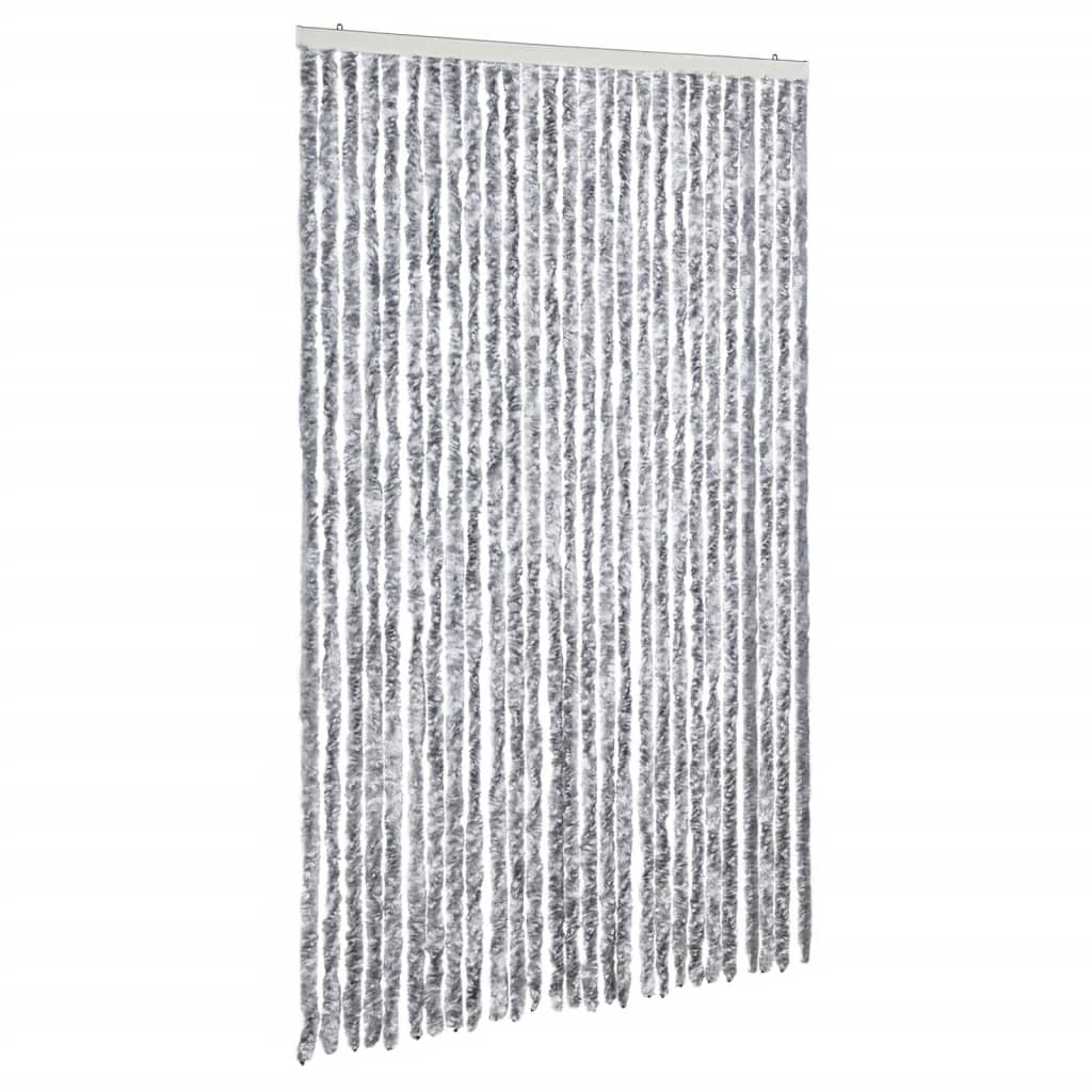 Insektenschutz-Vorhang Weiß und Grau 118x220 cm Chenille