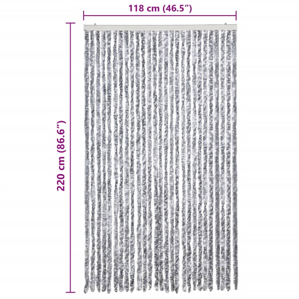 Insektenschutz-Vorhang Weiß und Grau 118x220 cm Chenille