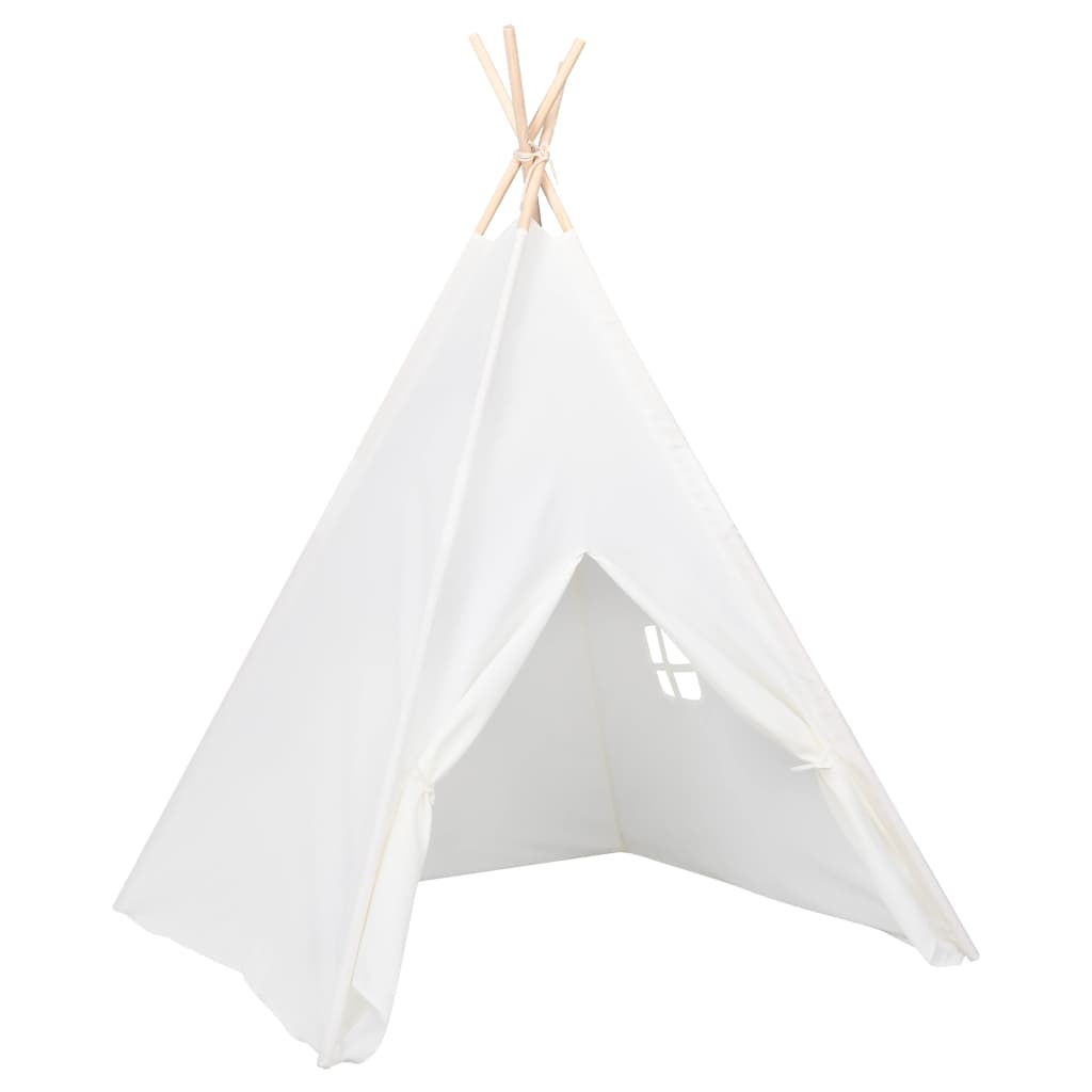 Tente Tipi Enfant avec Sac Peau de Pêche Blanc 120x120x150 cm