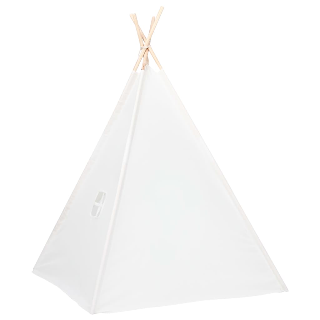 Tente Tipi Enfant avec Sac Peau de Pêche Blanc 120x120x150 cm