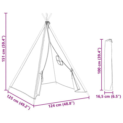 Kinder Tipi-Zelt mit Tasche Pfirsichhaut Grau 120x120x150 cm