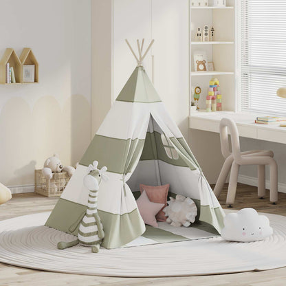 Kindertent Grau und Weiß 120 x 120 x 150 cm Massivholz Kiefer