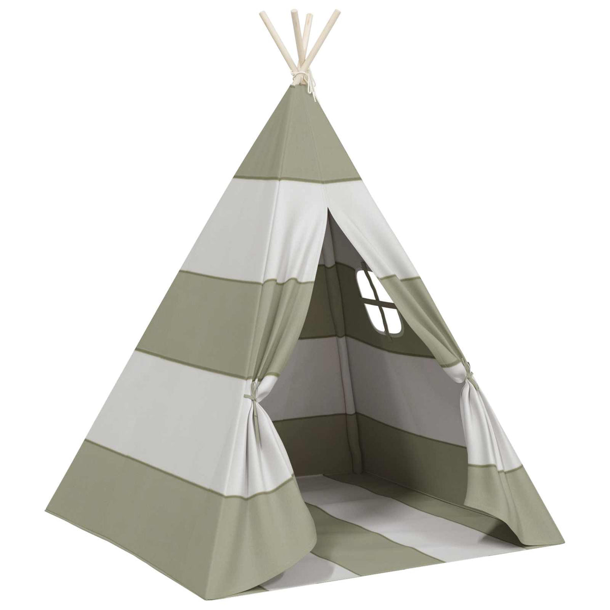Kindertent Grau und Weiß 120 x 120 x 150 cm Massivholz Kiefer