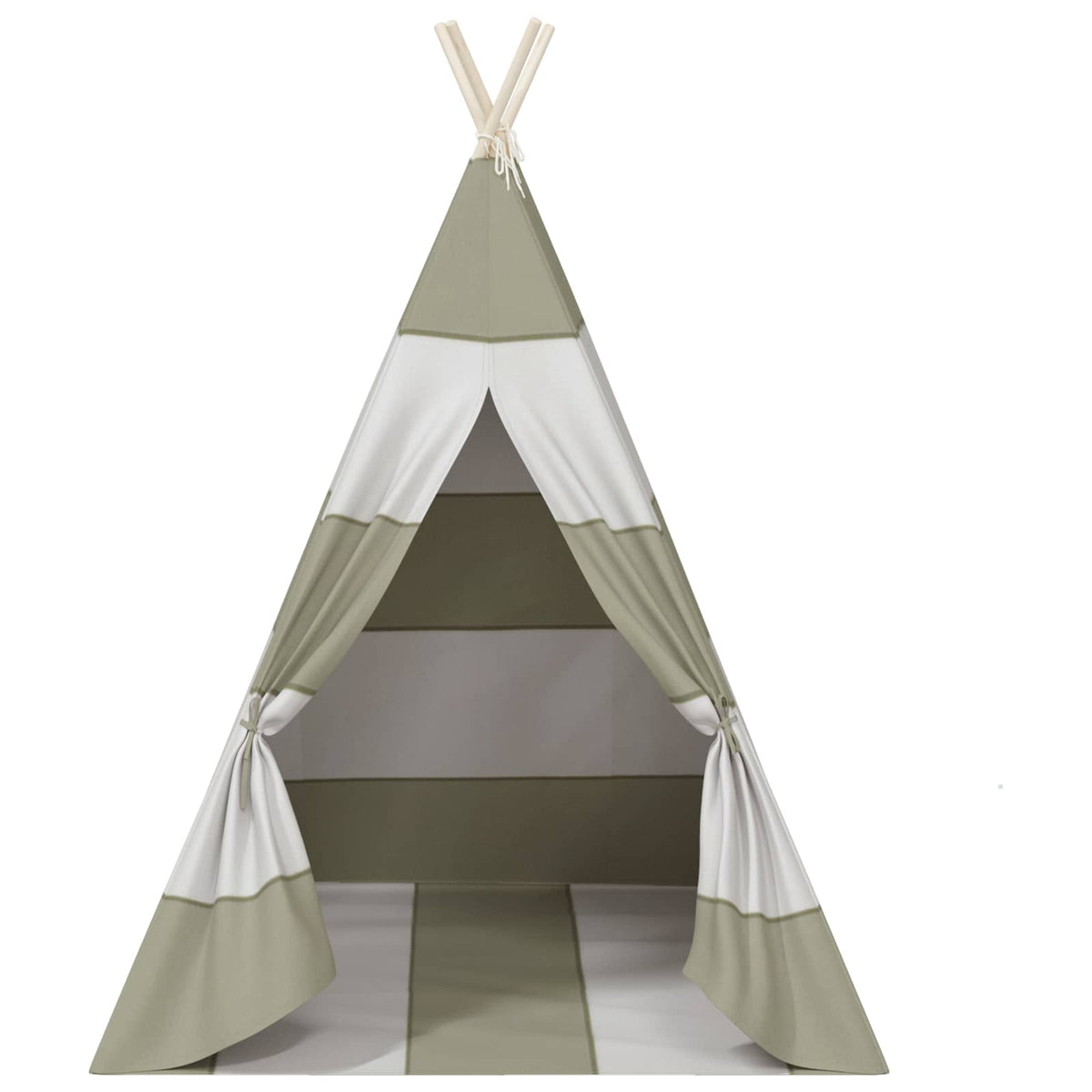 Kindertent Grau und Weiß 120 x 120 x 150 cm Massivholz Kiefer