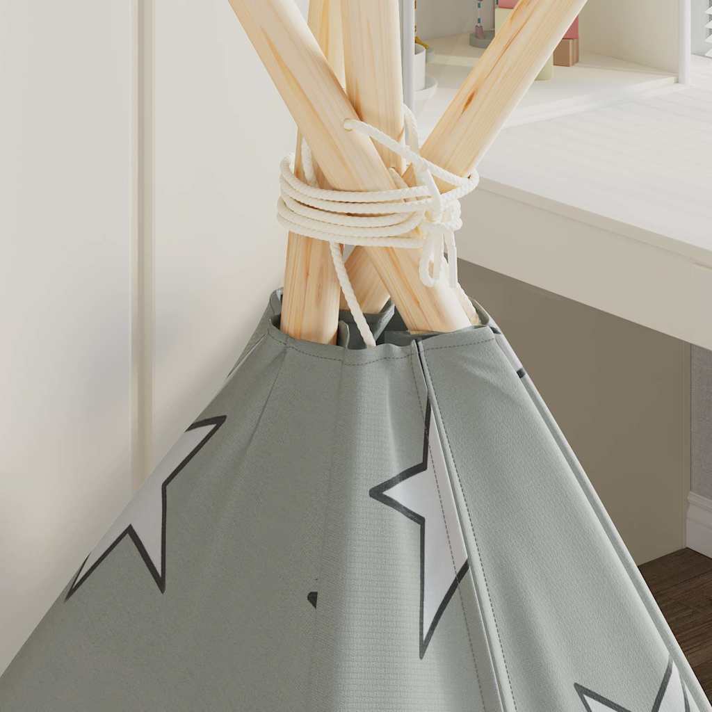 Kinder Tipi-Zelt mit Tasche Polyester Grau 115x115x160 cm