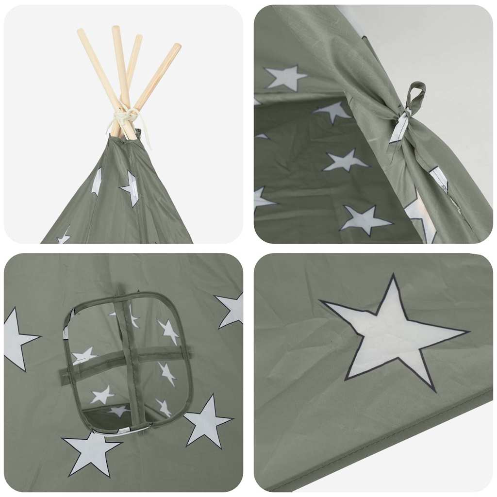 Kinder Tipi-Zelt mit Tasche Polyester Grau 115x115x160 cm