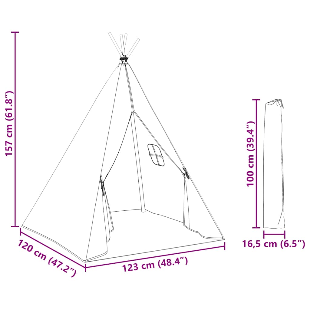 Kinder Tipi-Zelt mit Tasche Polyester Grau 115x115x160 cm