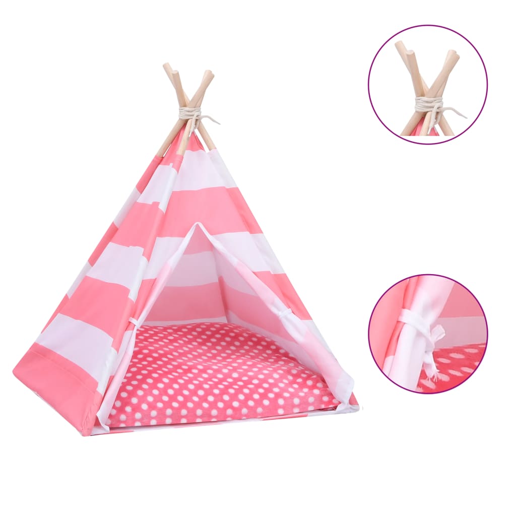 Katzen-Tipi-Zelt mit Tasche Pfirsichhaut Gestreift 60x60x70 cm
