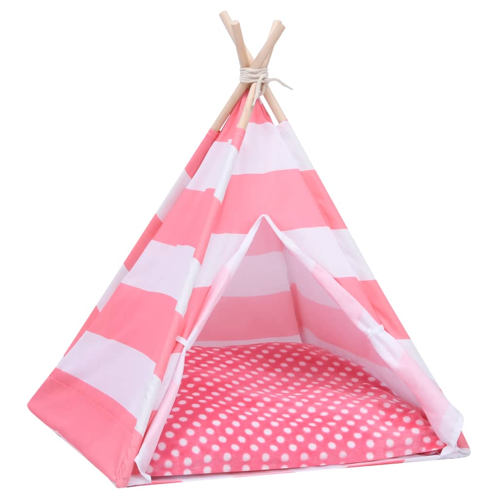 Katzen-Tipi-Zelt mit Tasche Pfirsichhaut Gestreift 60x60x70 cm