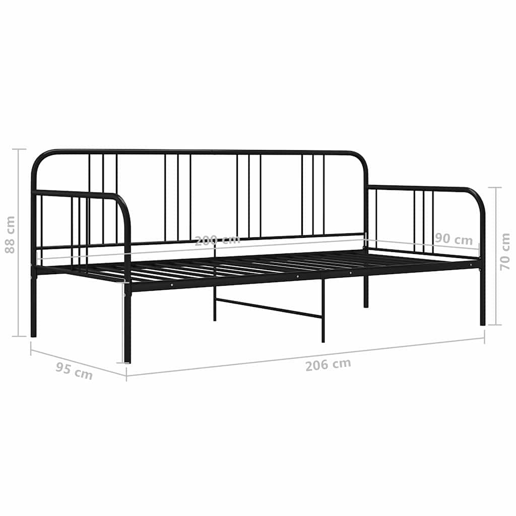 Schlafsofa Bettgestell Schwarz Metall 90x200 cm