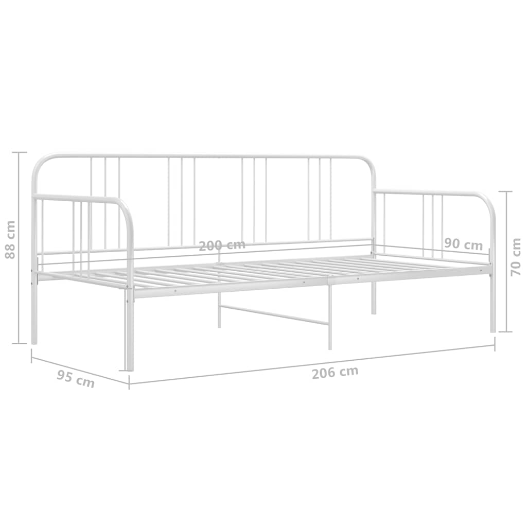 Schlafsofa Bettgestell Weiß Metall 90x200 cm