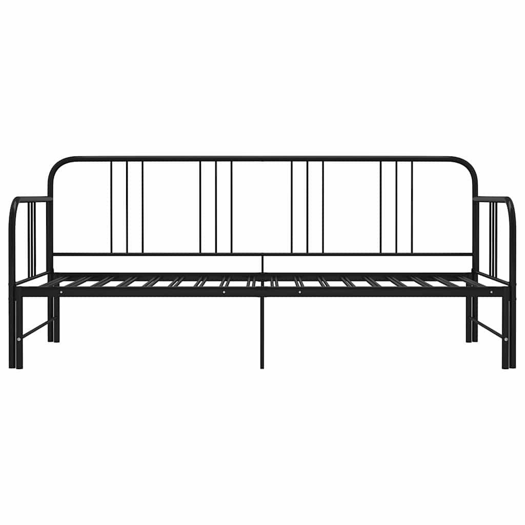 Tagesbett Ausziehbar Schwarz Metall 90x200 cm