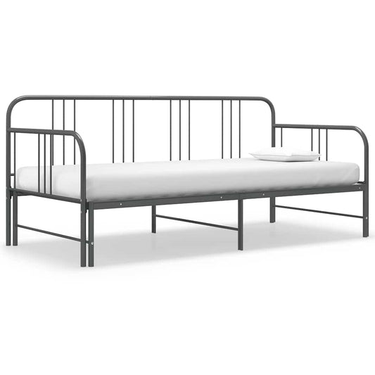 Ausziehsofa Bettgestell Grau Metall 90x200 cm