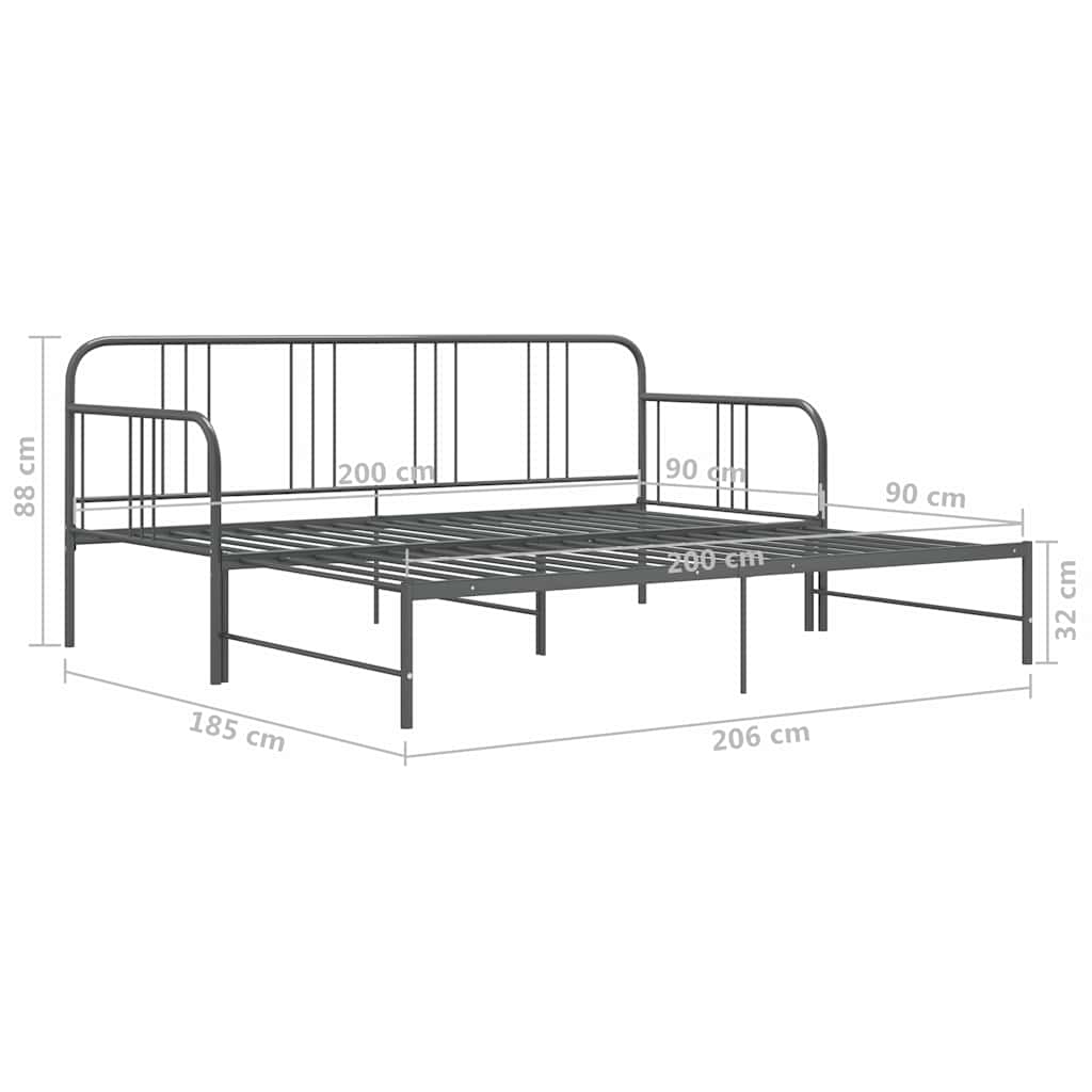 Ausziehsofa Bettgestell Grau Metall 90x200 cm