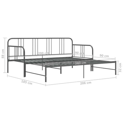 Ausziehsofa Bettgestell Grau Metall 90x200 cm