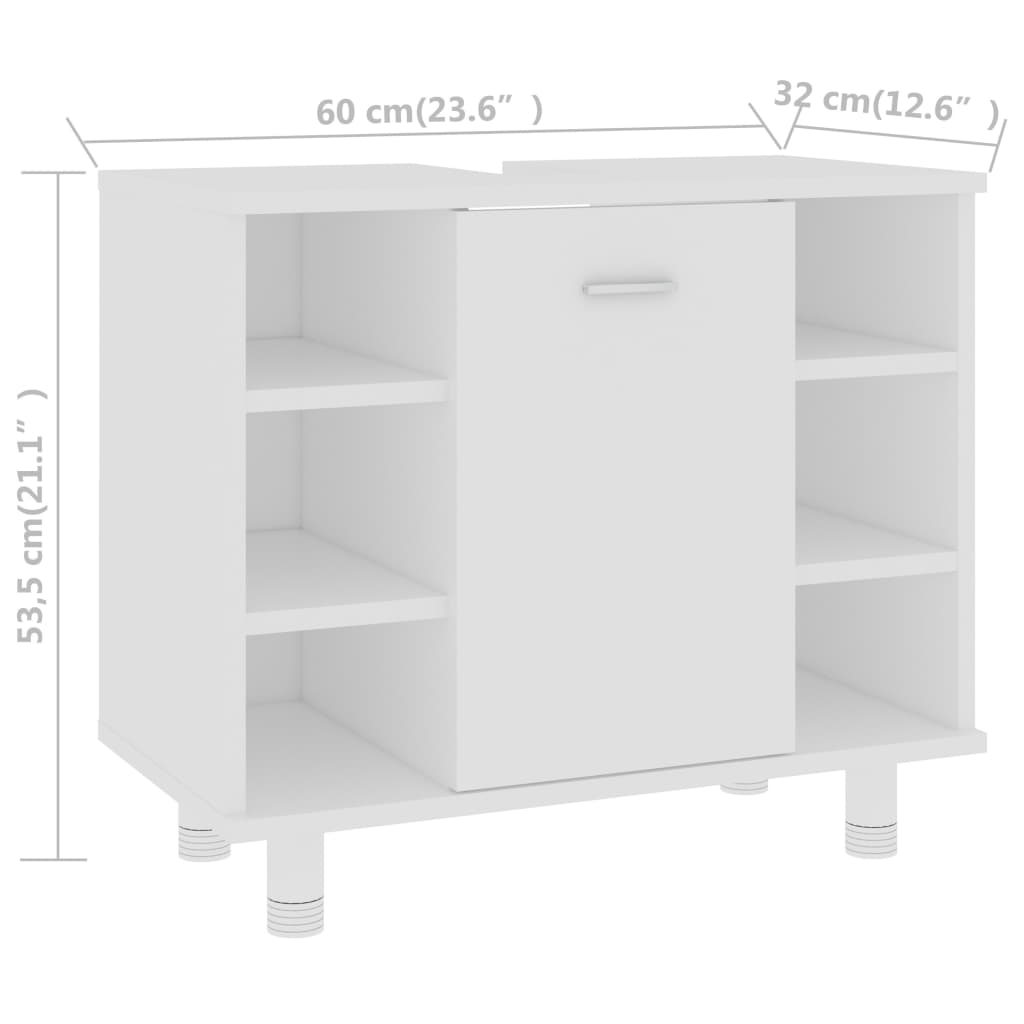 4-tlg. Badmöbel-Set Weiß Holzwerkstoff