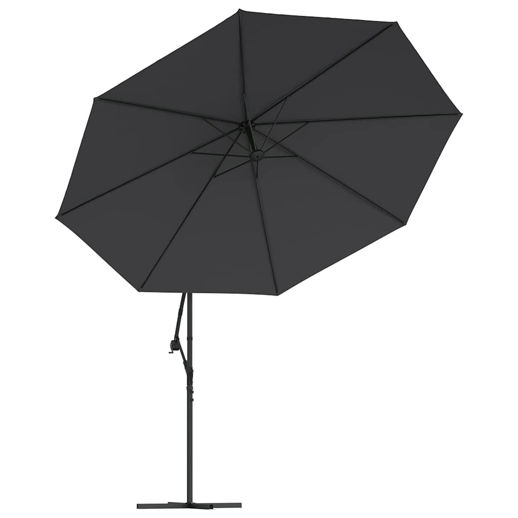 Ampelschirm mit LED-Beleuchtung Stahl-Mast Schwarz 350 cm