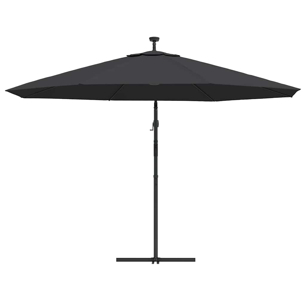 Ampelschirm mit LED-Beleuchtung Stahl-Mast Schwarz 350 cm