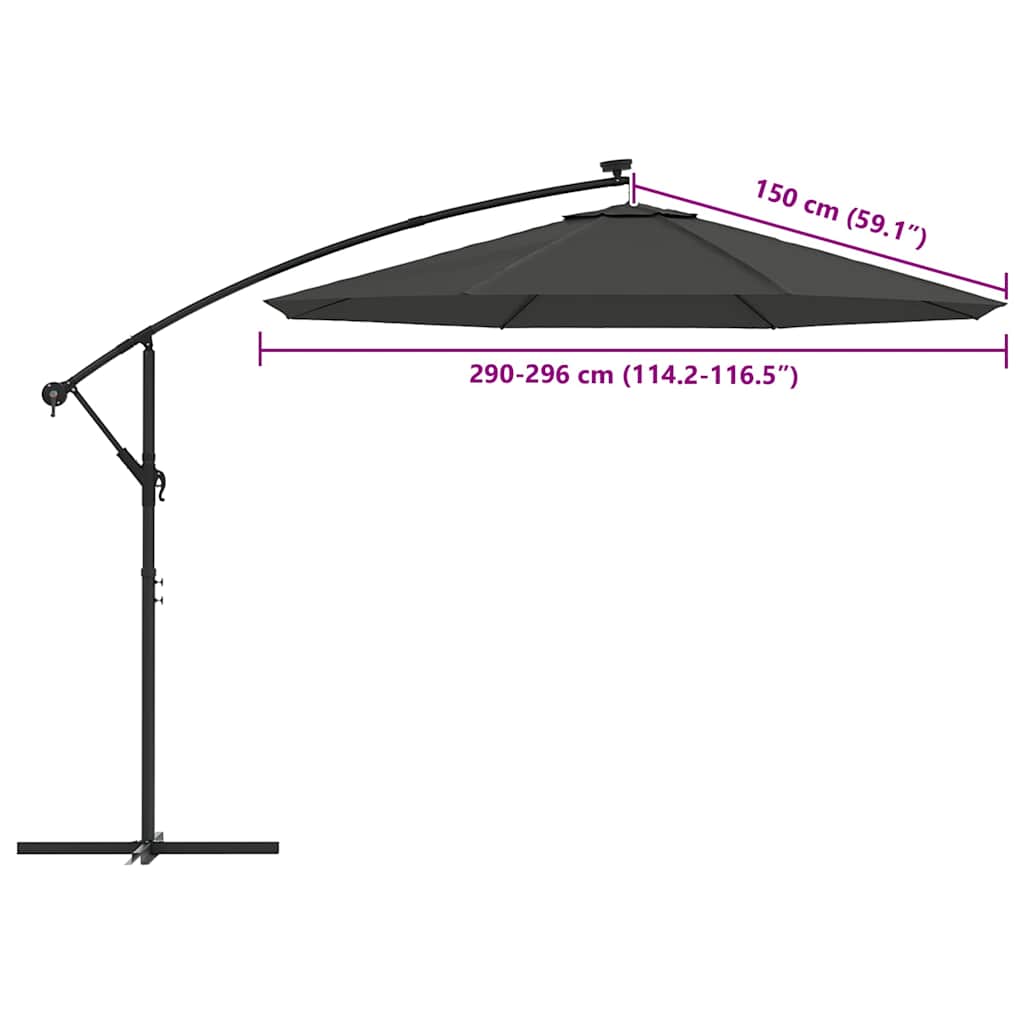 Ersatzbezug für Sonnenschirm Anthrazit 300 cm