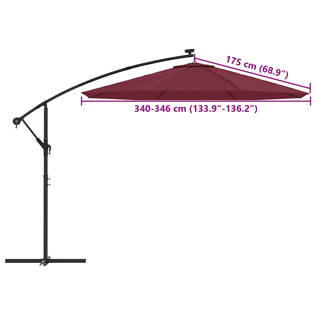 Ersatzbezug für Ampelschirm Bordeauxrot 350 cm