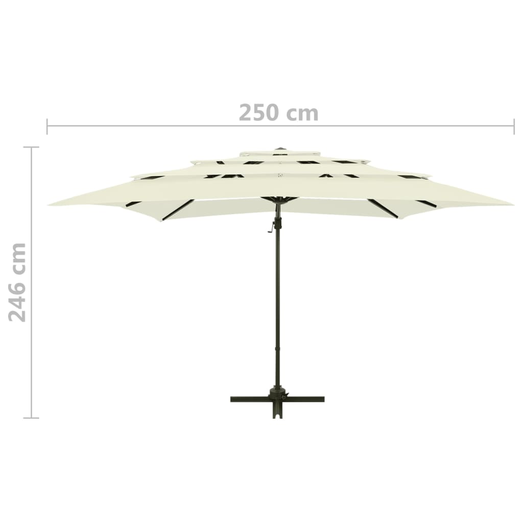 Sonnenschirm mit Aluminium-Mast 4-lagig Sandfarben 250x250 cm