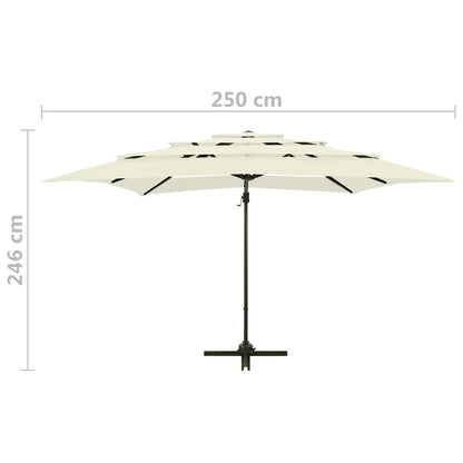 Sonnenschirm mit Aluminium-Mast 4-lagig Sandfarben 250x250 cm