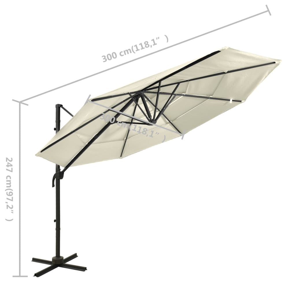 Sonnenschirm mit Aluminium-Mast 4-lagig Sandfarben 3x3 m