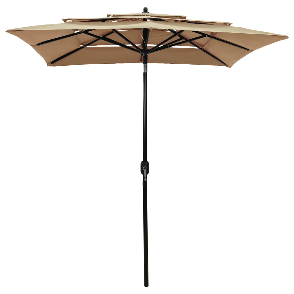 Sonnenschirm mit Aluminium-Mast 3-lagig Taupe 2x2 m