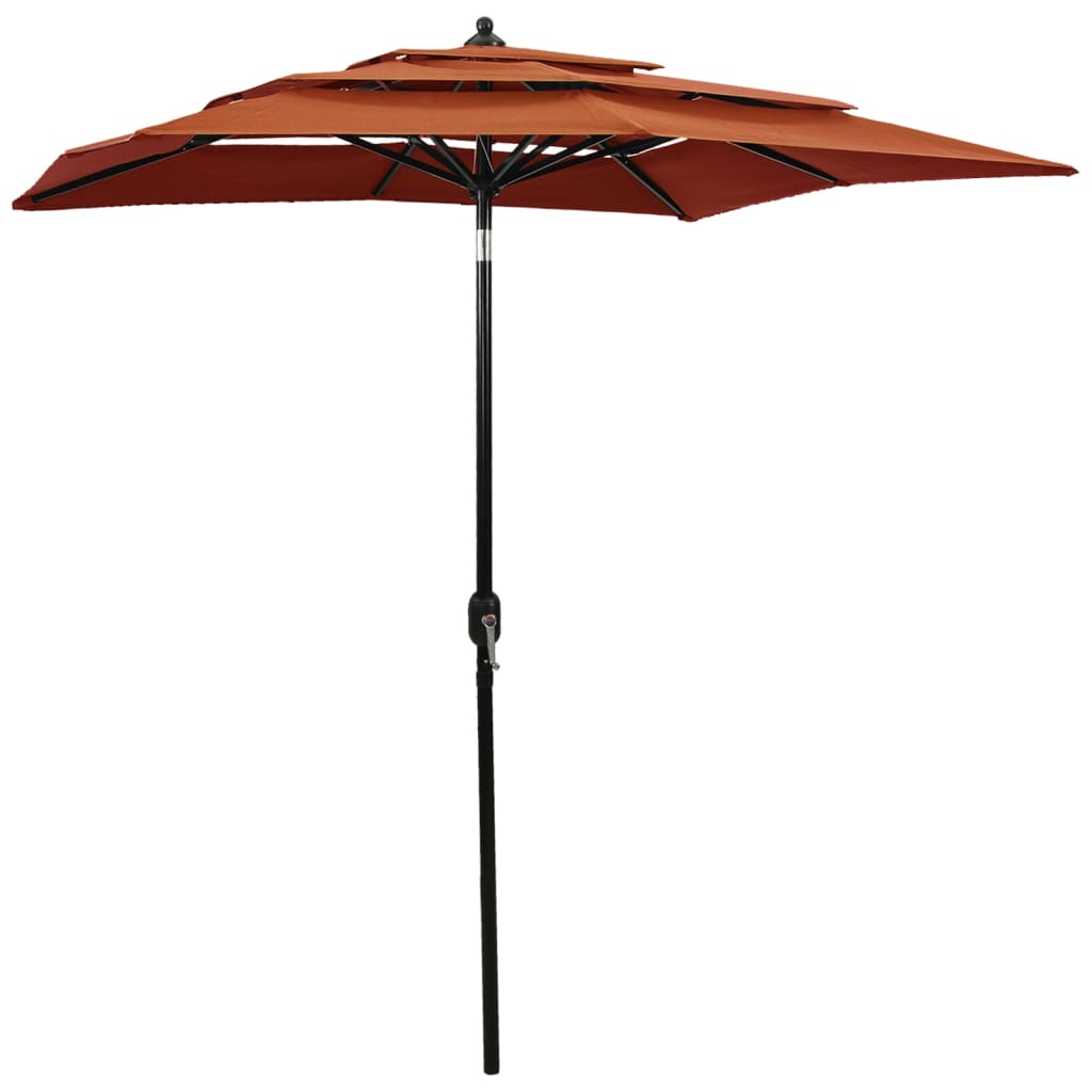 Sonnenschirm mit Aluminium-Mast 3-lagig Terrakottarot 2x2 m