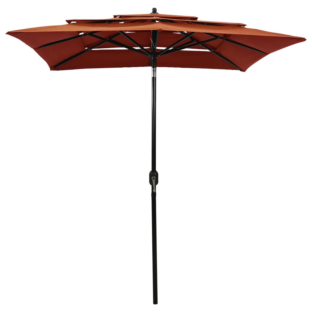 Sonnenschirm mit Aluminium-Mast 3-lagig Terrakottarot 2x2 m