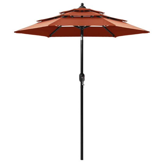 Sonnenschirm mit Aluminium-Mast 3-lagig Terrakottarot 2 m