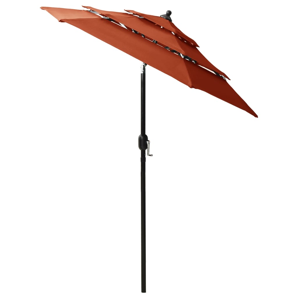 Sonnenschirm mit Aluminium-Mast 3-lagig Terrakottarot 2 m