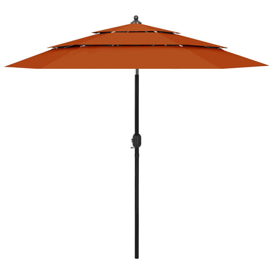 Sonnenschirm mit Aluminium-Mast 3-lagig Terrakottarot 2,5 m