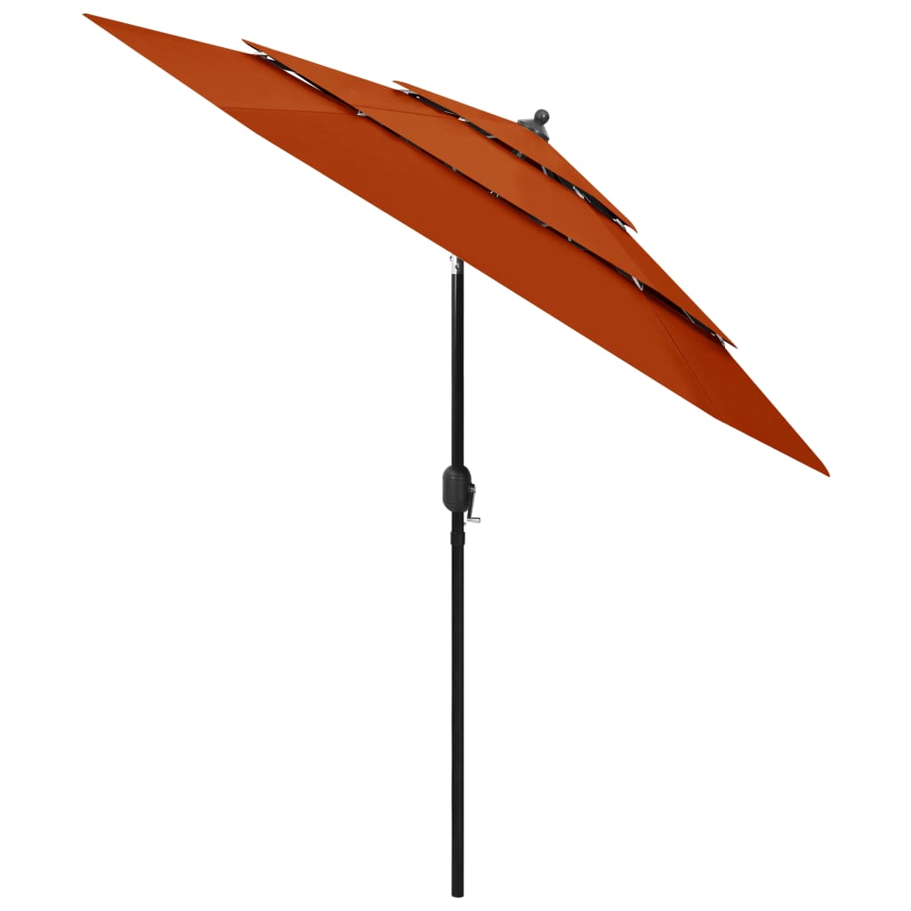 Sonnenschirm mit Aluminium-Mast 3-lagig Terrakottarot 2,5 m