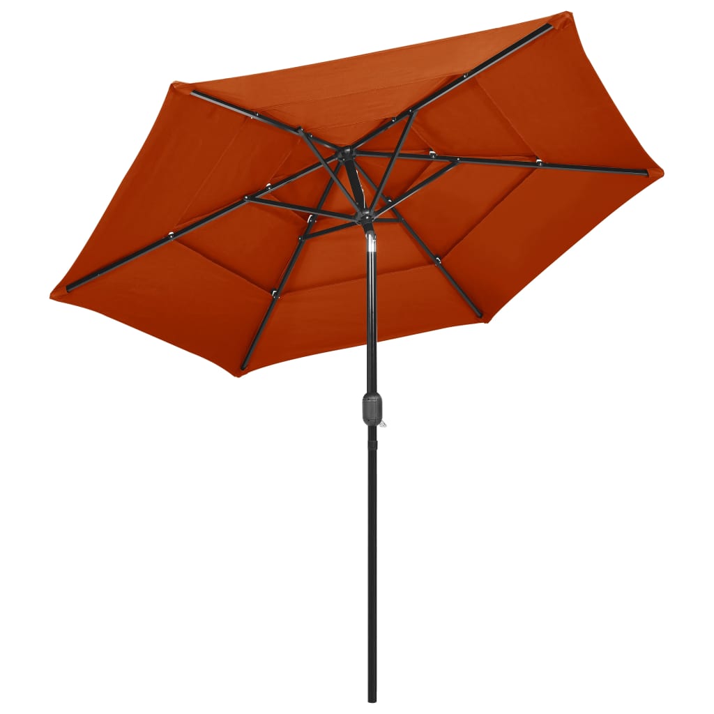 Sonnenschirm mit Aluminium-Mast 3-lagig Terrakottarot 2,5 m