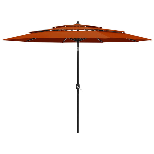 Sonnenschirm mit Aluminium-Mast 3-lagig Terrakottarot 3 m