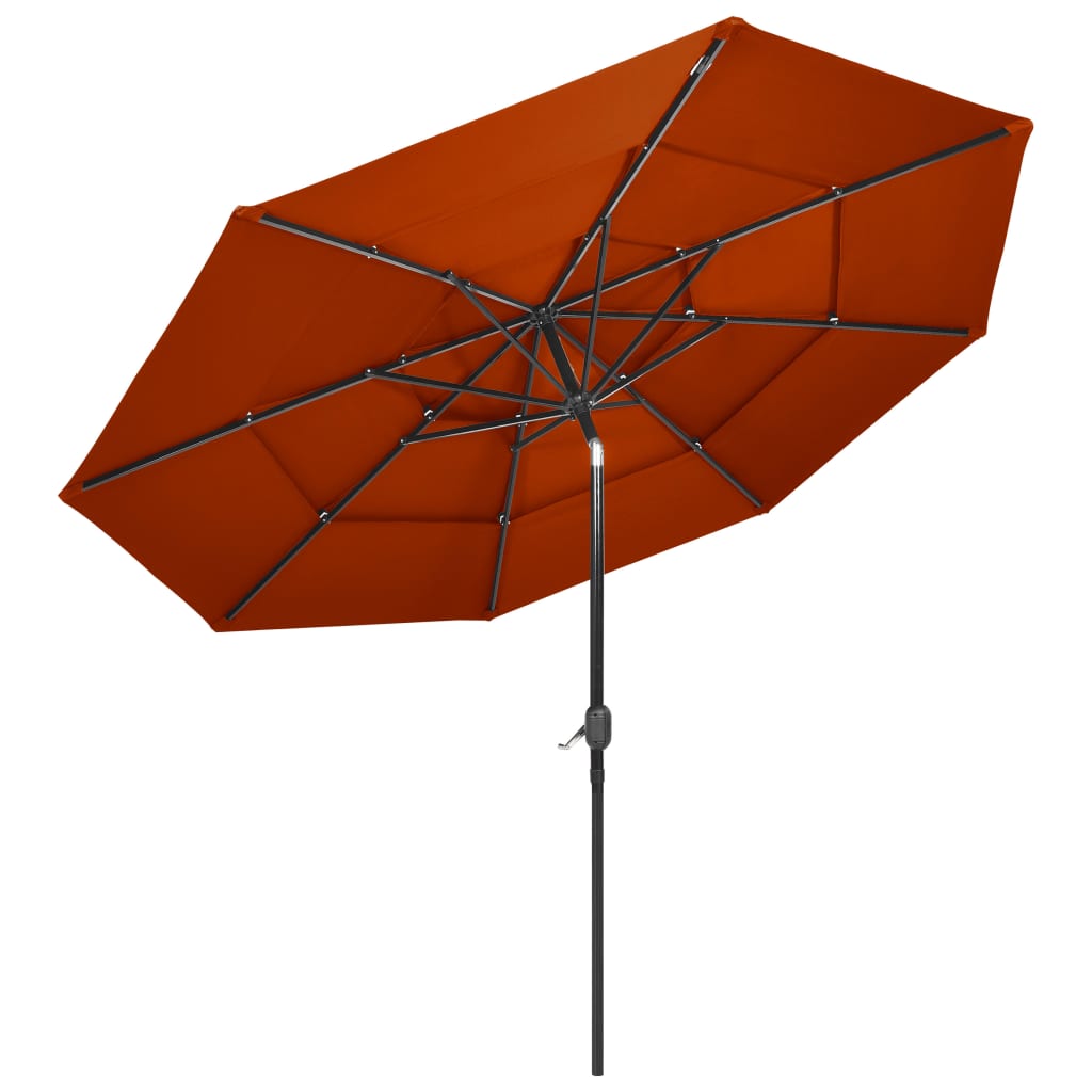 Sonnenschirm mit Aluminium-Mast 3-lagig Terrakottarot 3 m