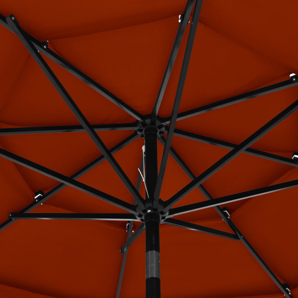 Sonnenschirm mit Aluminium-Mast 3-lagig Terrakottarot 3 m