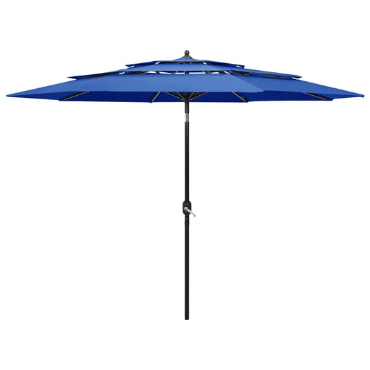 Sonnenschirm mit Aluminium-Mast 3-lagig Azurblau 3 m