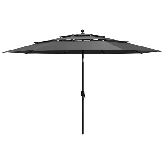 Parasol with aluminum pole 3-layer anthracite 3.5 m