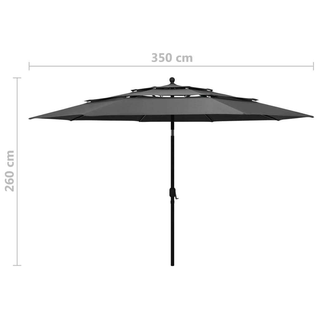 Sonnenschirm mit Aluminium-Mast 3-lagig Anthrazit 3,5 m