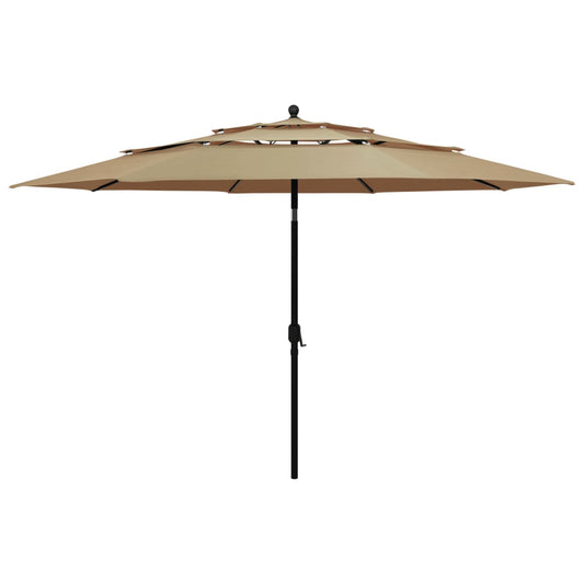 Parasol with aluminum pole 3-layer taupe 3.5 m